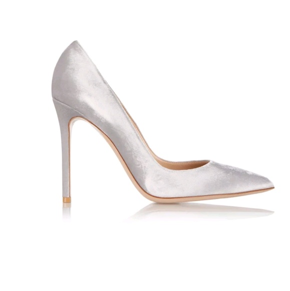 silver velvet heels